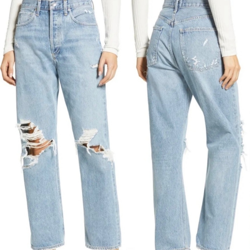 Agolde Light Blue Distressed Women Jeans
